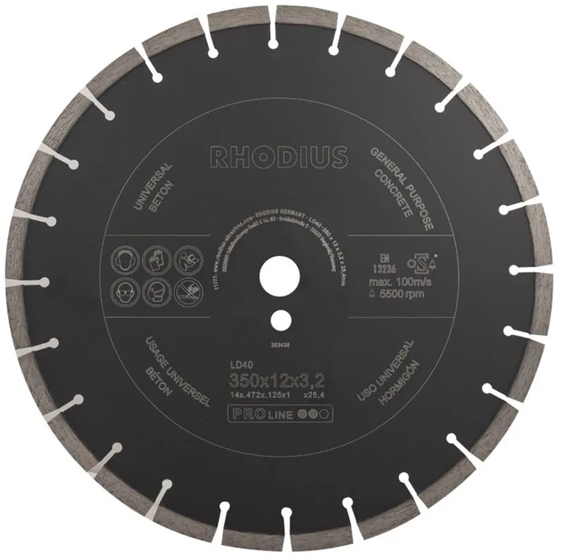 Diamantdoorslijpschijf beton Ø350 x 10 x 2.8 mm PROline LD40 van Rhodius – productafbeelding