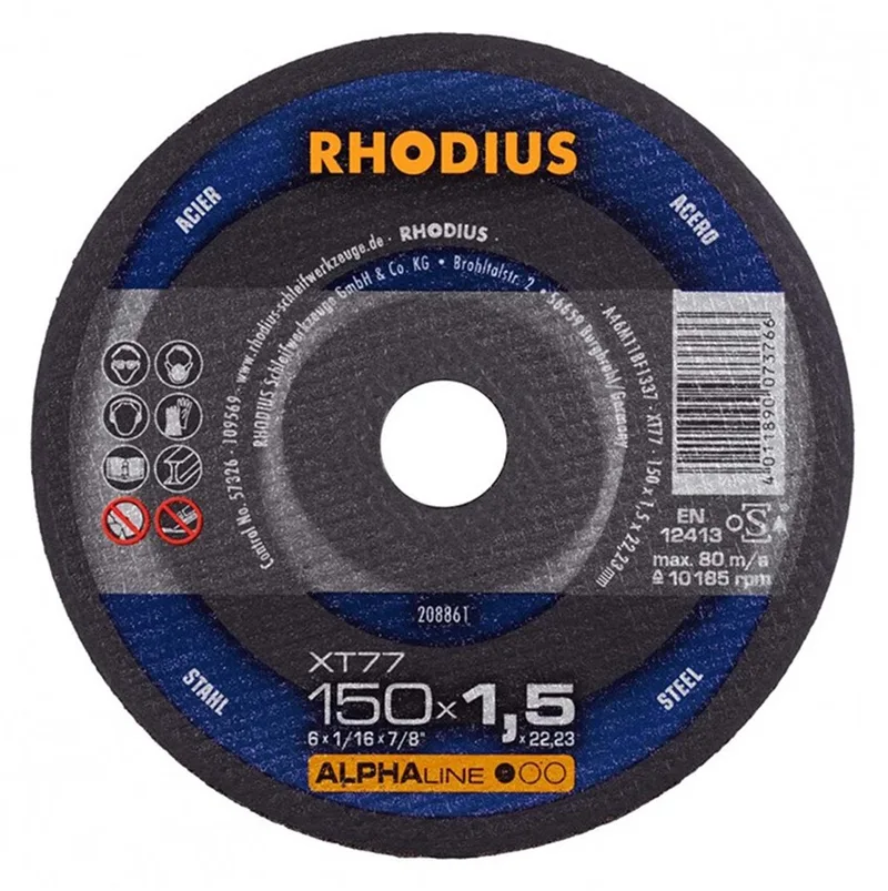Doorslijpschijf metaal Ø150 x 1.5 mm ALPHAline XT77 van Rhodius – productafbeelding
