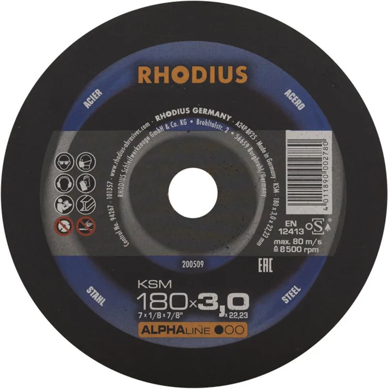 Doorslijpschijf metaal Ø180 x 3 mm ALPHAline KSM by Rhodius – product image