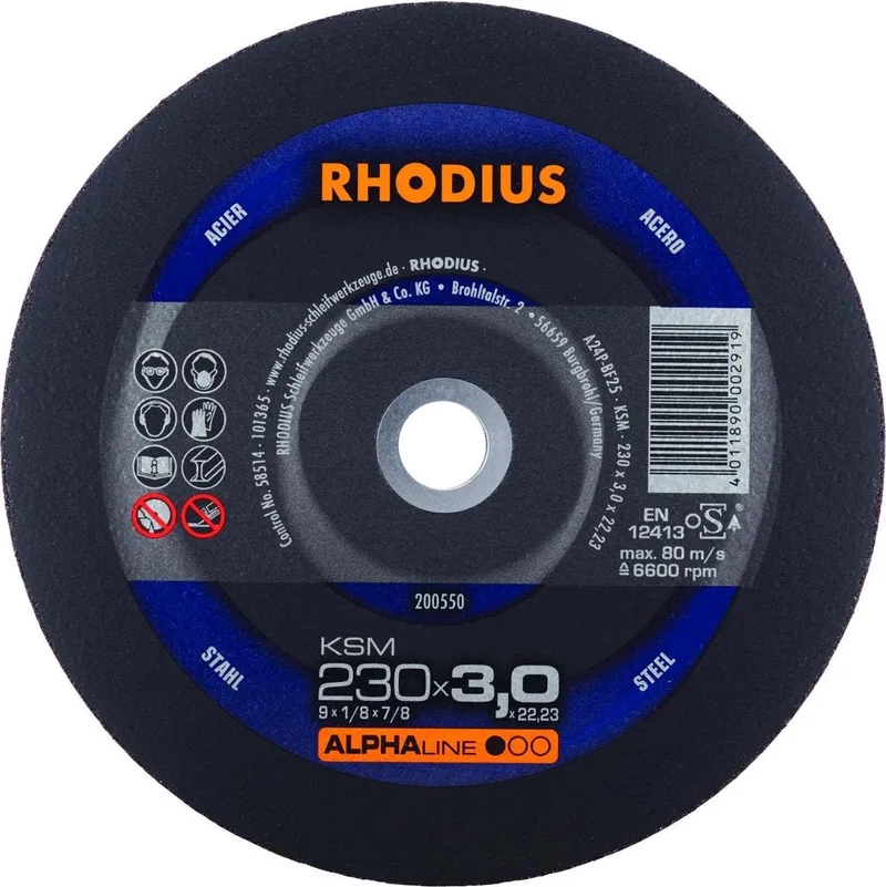 Doorslijpschijf metaal Ø230 x 3 mm ALPHAline KSM van Rhodius – productafbeelding