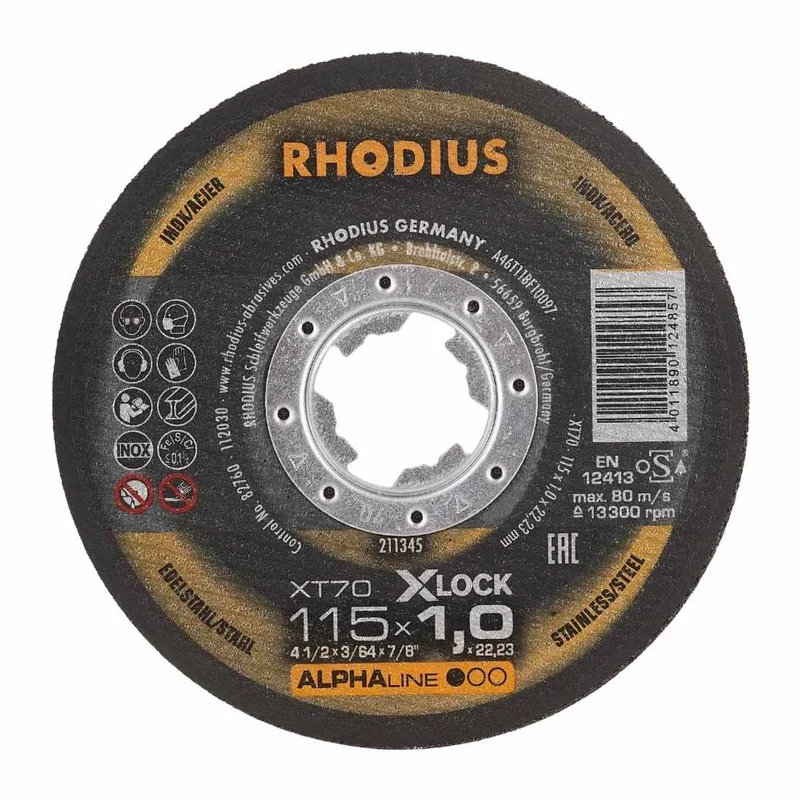 Doorslijpschijf voor inox - Core - 115 x 1,0 x 22,23 mm - X-Lock XT70 van Rhodius – productafbeelding