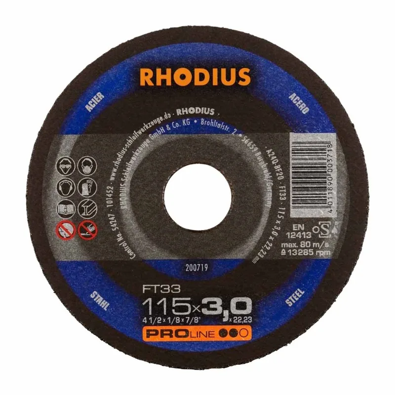 Doorslijpschijf voor metaal - Pro - 115 x 3,0 x 22,23 mm - FT33 von Rhodius – Produktbild
