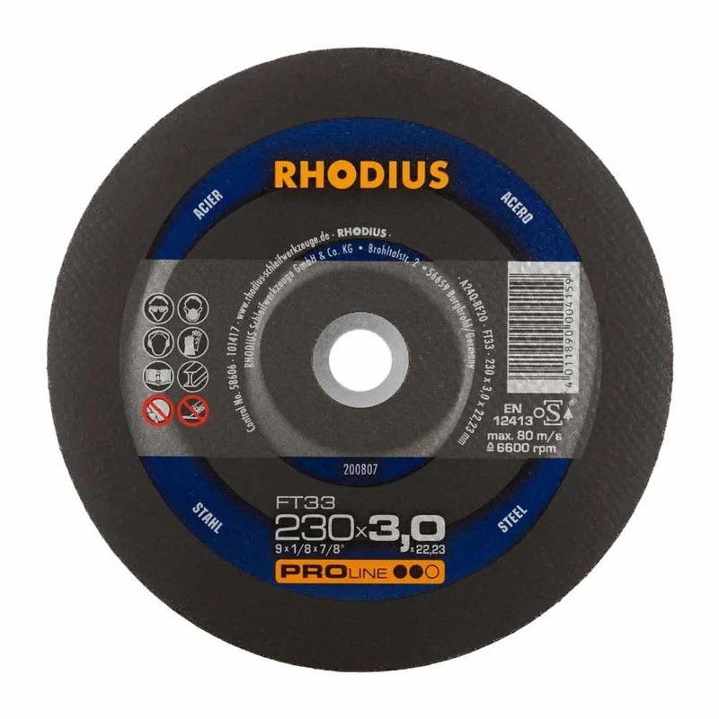 Doorslijpschijf voor metaal - Pro - 230 x 3,0 x 22,23 mm - FT33 van Rhodius – productafbeelding