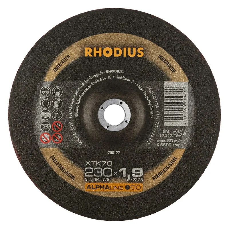 Doorslijpschijf XTK70 230 x 1,9 x 22,23mm V42 von Rhodius – Produktbild