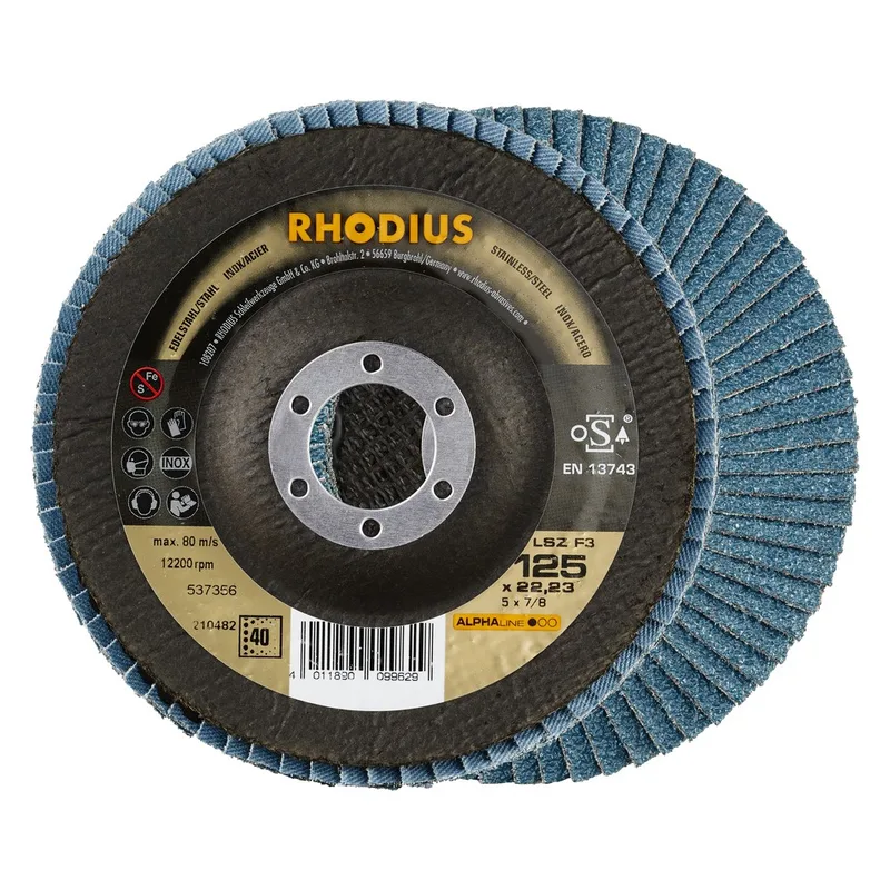 Lamellenschijf V conisch LSZ F3 125 x 22,23mm K40 fra Rhodius – produktbillede