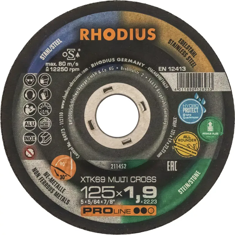 PROline XT69 MULTI CROSS Extradünne Trennscheibe 125 x 1,9 x 22,23 mm von Rhodius – Produktbild 2 von 2