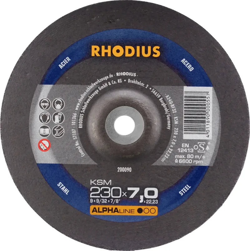 Rhodius 200090 Schruppscheibe Durchmesser 230 mm Bohrungs-Ø 22.23 mm Stahl 1 St. van Rhodius – productafbeelding