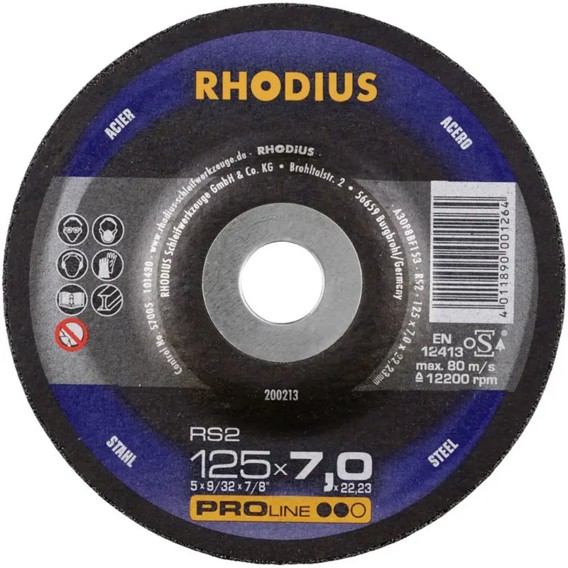 Rhodius 200213 RS2 Schruppscheibe gekröpft Durchmesser 125 mm Bohrungs-Ø 22.23 mm Stahl 1 St. de Rhodius – image du produit 1 sur 2