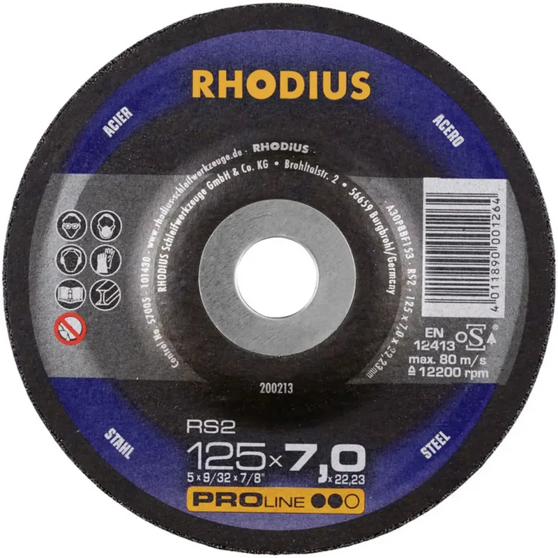 Rhodius 200253 RS2 Schruppscheibe gekröpft Durchmesser 180 mm Bohrungs-Ø 22.23 mm Stahl 1 St. de Rhodius – image du produit 1 sur 2