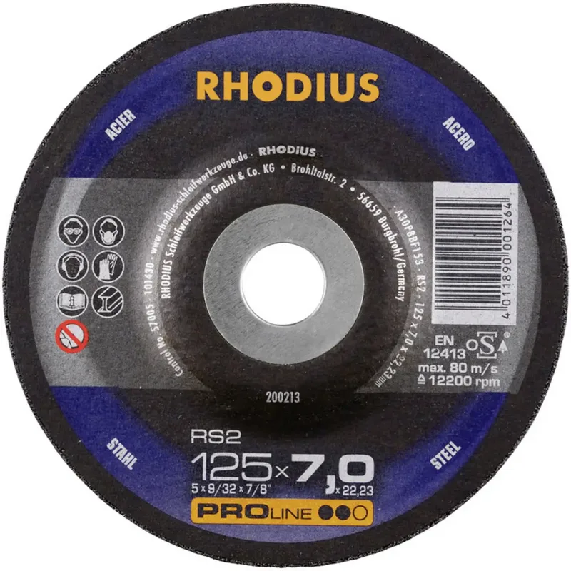 Rhodius 200274 RS2 Schruppscheibe gekröpft Durchmesser 230 mm Bohrungs-Ø 22.23 mm Stahl 1 St. de Rhodius – image du produit 1 sur 2