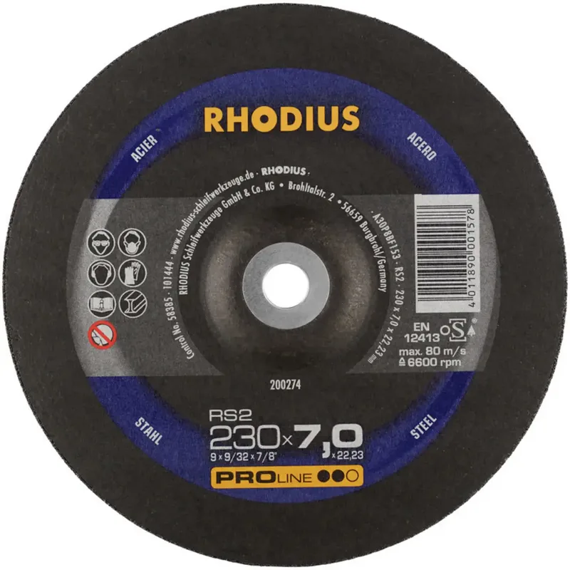 Rhodius 200274 RS2 Schruppscheibe gekröpft Durchmesser 230 mm Bohrungs-Ø 22.23 mm Stahl 1 St. de Rhodius – image du produit 2 sur 2