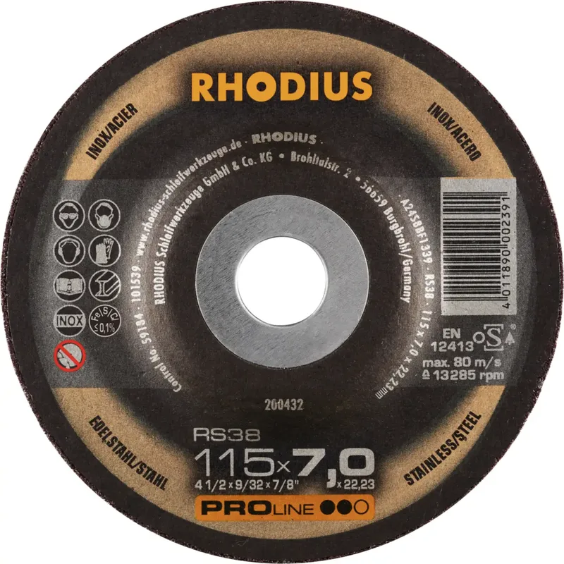 Rhodius 200432 RS38 Schruppscheibe Edelstahl, Stahl 25 St. von Rhodius – Produktbild