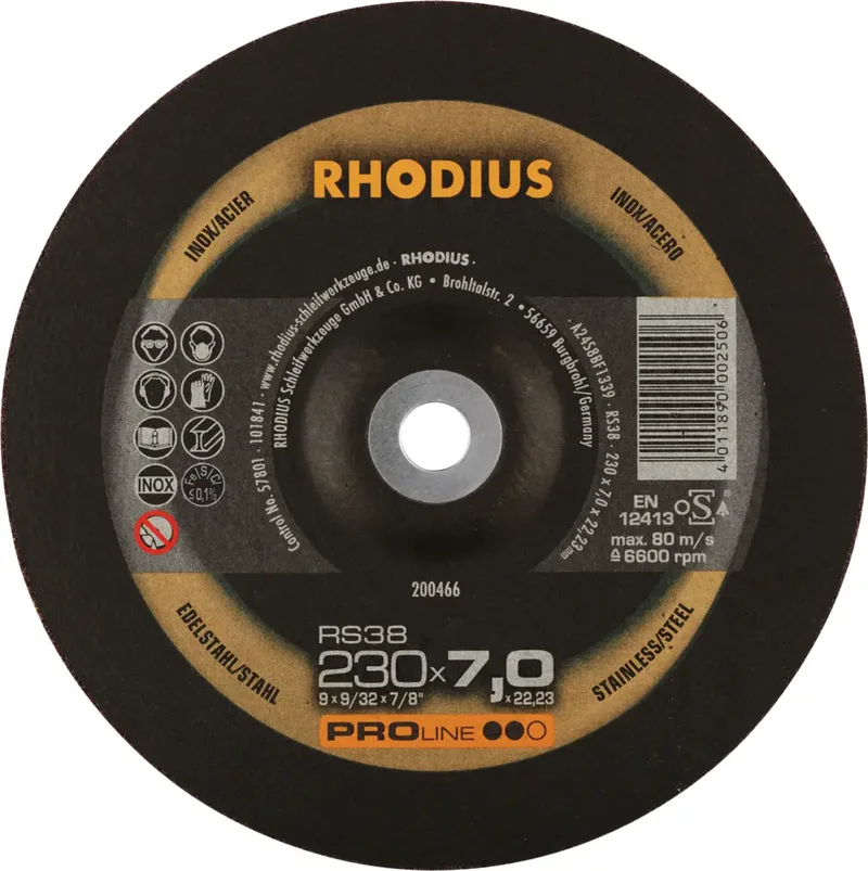 Rhodius 200466 RS38 Schruppscheibe Edelstahl, Stahl 10 St. de Rhodius – image du produit