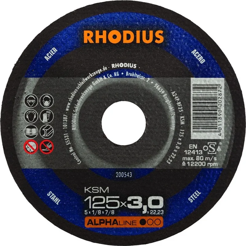 Rhodius 200543 Alphaline I KSM Doorslijpschijf - 125 x 22,23 x 3mm - Staal by Rhodius – product image