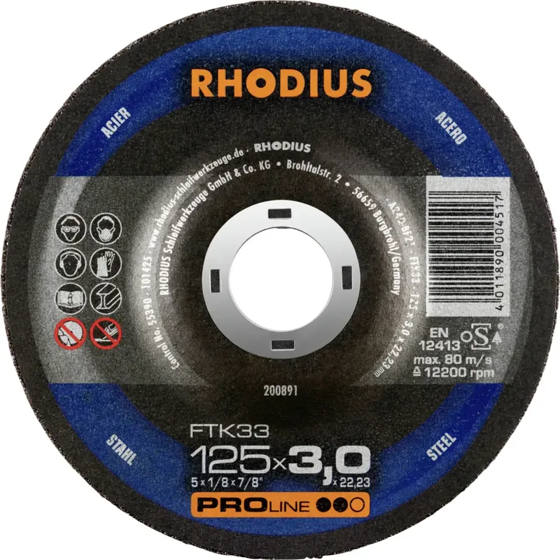 Rhodius 200891 Trennscheibe gekröpft 125 mm 1 St. Stahl de Rhodius – image du produit