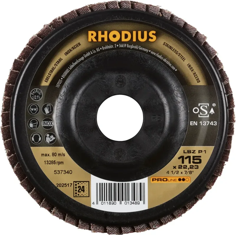 Rhodius 202517 LSZ P1 Fächerschleifscheibe Körnung (num) 24 Edelstahl, Stahl 10 St. von Rhodius – Produktbild 2 von 2