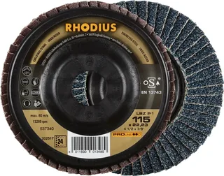 Rhodius 202517 LSZ P1 Fächerschleifscheibe Körnung (num) 24 Edelstahl, Stahl 10 St. von Rhodius – Produktbild 1 von 2