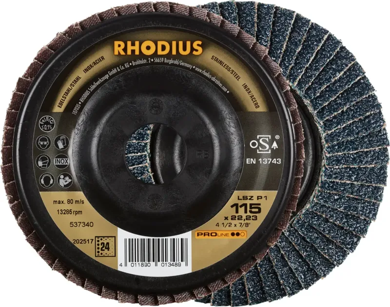 Rhodius 202517 LSZ P1 Fächerschleifscheibe Körnung (num) 24 Edelstahl, Stahl 10 St. von Rhodius – Produktbild 1 von 2