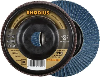 Rhodius 202539 LSZ P1 Fächerschleifscheibe Körnung (num) 80 Edelstahl, Stahl 10 St. by Rhodius – product image 1 of 2