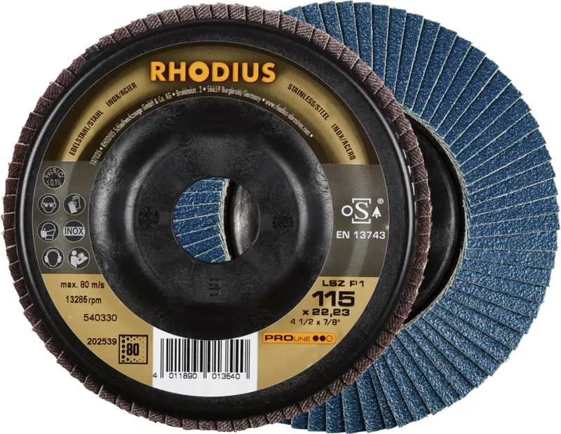 Rhodius 202539 LSZ P1 Fächerschleifscheibe Körnung (num) 80 Edelstahl, Stahl 10 St. by Rhodius – product image 1 of 2