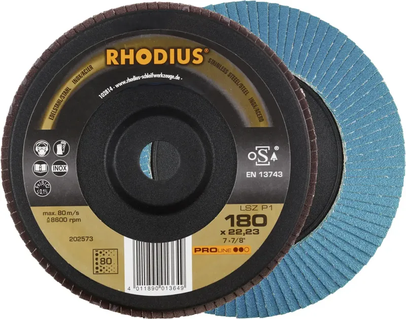 Rhodius 202573 LSZ P1 Fächerschleifscheibe Körnung (num) 80 Edelstahl, Stahl 10 St. von Rhodius – Produktbild 1 von 2