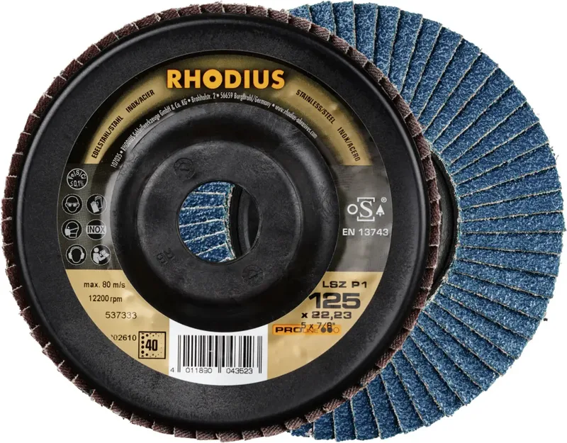 Rhodius 202610 LSZ P1 Fächerschleifscheibe Körnung (num) 40 Edelstahl, Stahl 10 St. från Rhodius – produktbild 1 av 2