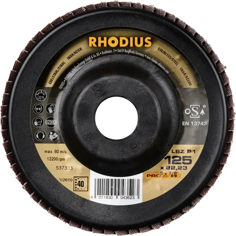 Rhodius 202610 LSZ P1 Fächerschleifscheibe Körnung (num) 40 Edelstahl, Stahl 10 St. från Rhodius – produktbild 2 av 2