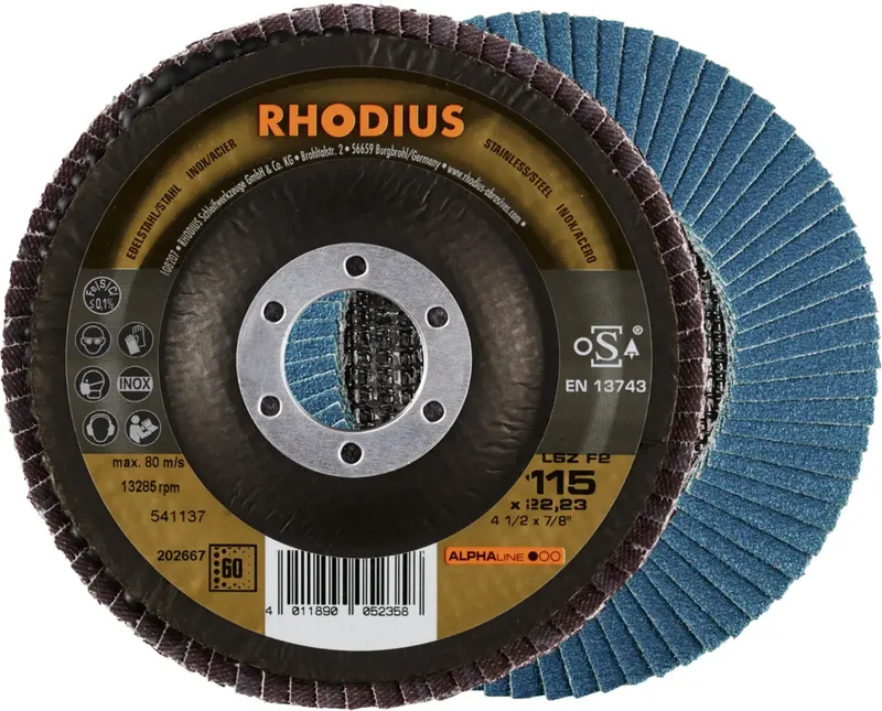 Rhodius 202667 LSZ F2 Fächerschleifscheibe Körnung (num) 60 Edelstahl, Stahl 10 St. fra Rhodius – produktbillede 1 af 2