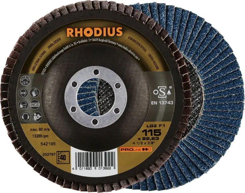 Rhodius 202767 LGZ F1 Disque segmenté Grain 40 acier inoxydable, acier 10 pc(s) de Rhodius – image du produit 1 sur 2