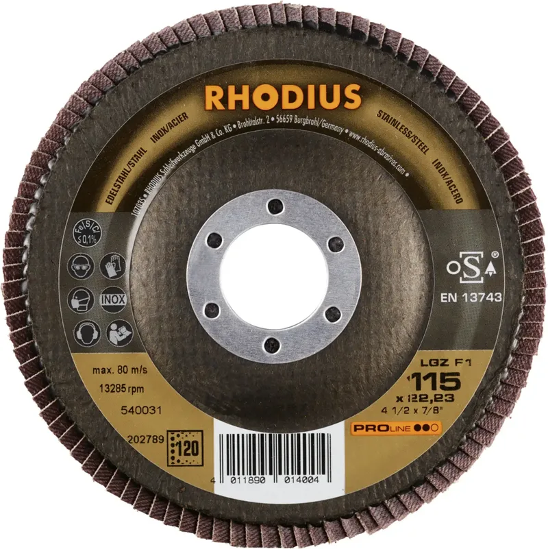 Rhodius 202789 LGZ F1 Fächerschleifscheibe Körnung (num) 120 Edelstahl, Stahl 10 St. von Rhodius – Produktbild 2 von 2