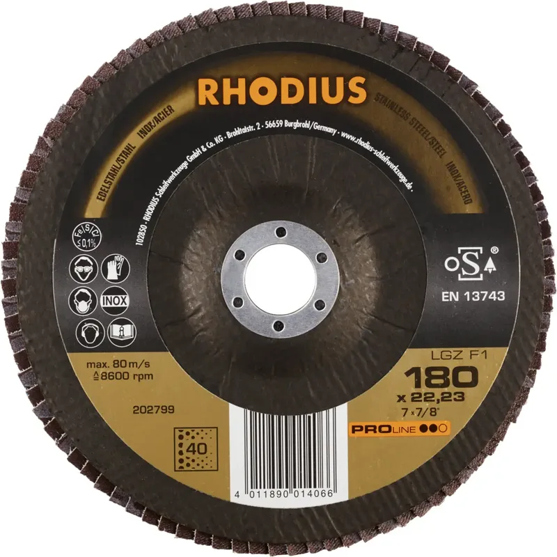 Rhodius 202799 LGZ F1 Fächerschleifscheibe Körnung (num) 40 Edelstahl, Stahl 10 St. von Rhodius – Produktbild 2 von 2