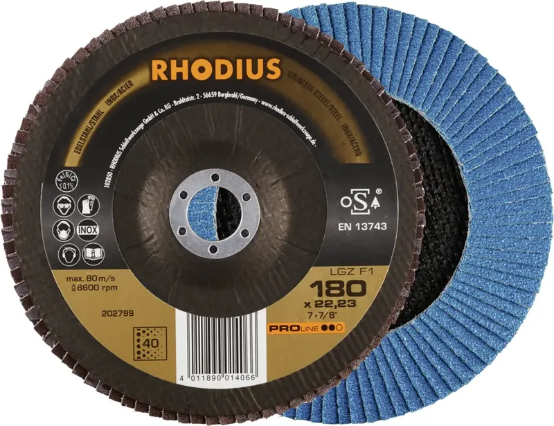 Rhodius 202799 LGZ F1 Fächerschleifscheibe Körnung (num) 40 Edelstahl, Stahl 10 St. von Rhodius – Produktbild 1 von 2
