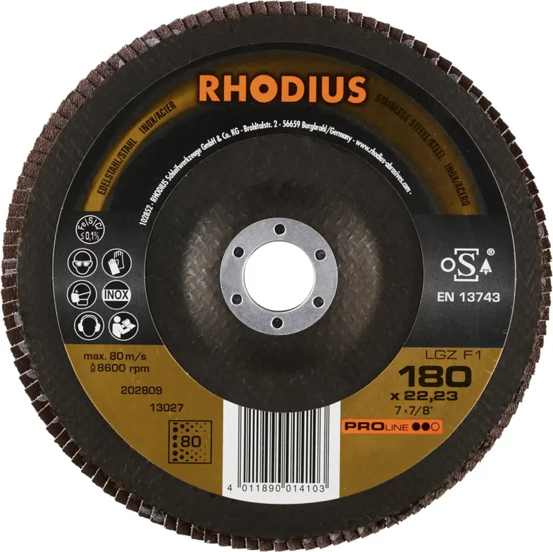 Rhodius 202809 LGZ F1 Fächerschleifscheibe Körnung (num) 80 Edelstahl, Stahl 10 St. von Rhodius – Produktbild 2 von 2