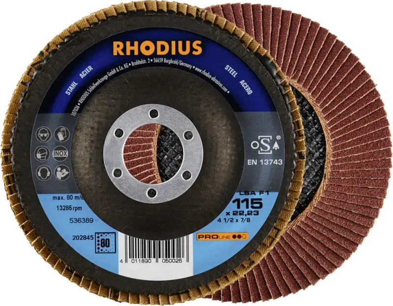 Rhodius 202845 LSA F1 Fächerschleifscheibe Körnung (num) 80 Stahl 10 St. von Rhodius – Produktbild 1 von 2