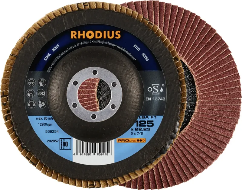 Rhodius 202857 LSA F1 Fächerschleifscheibe Körnung (num) 80 Stahl 10 St. van Rhodius – productafbeelding 1 van 2