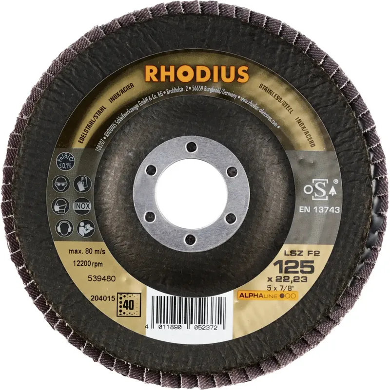 Rhodius 204015 LSZ F2 Fächerschleifscheibe Körnung (num) 40 Edelstahl, Stahl 10 St. von Rhodius – Produktbild 2 von 2