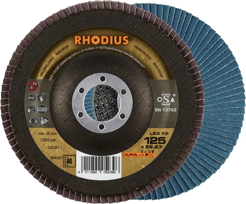 Rhodius 204021 LSZ F2 Fächerschleifscheibe Körnung (num) 80 Edelstahl, Stahl 10 St. by Rhodius – product image 1 of 2