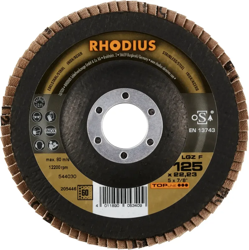 Rhodius 205446 LGZ F Fächerschleifscheibe Körnung (num) 60 Edelstahl, Stahl 10 St. fra Rhodius – produktbillede 2 af 2