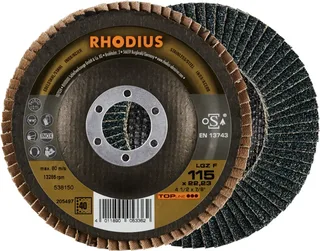 Rhodius 205497 LGZ F Fächerschleifscheibe Körnung (num) 40 Edelstahl, Stahl 10 St. fra Rhodius – produktbillede 1 af 2