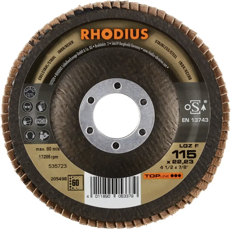 Rhodius 205498 LGZ F Disque segmenté Grain 60 acier inoxydable, acier 10 pc(s) de Rhodius – image du produit 2 sur 2