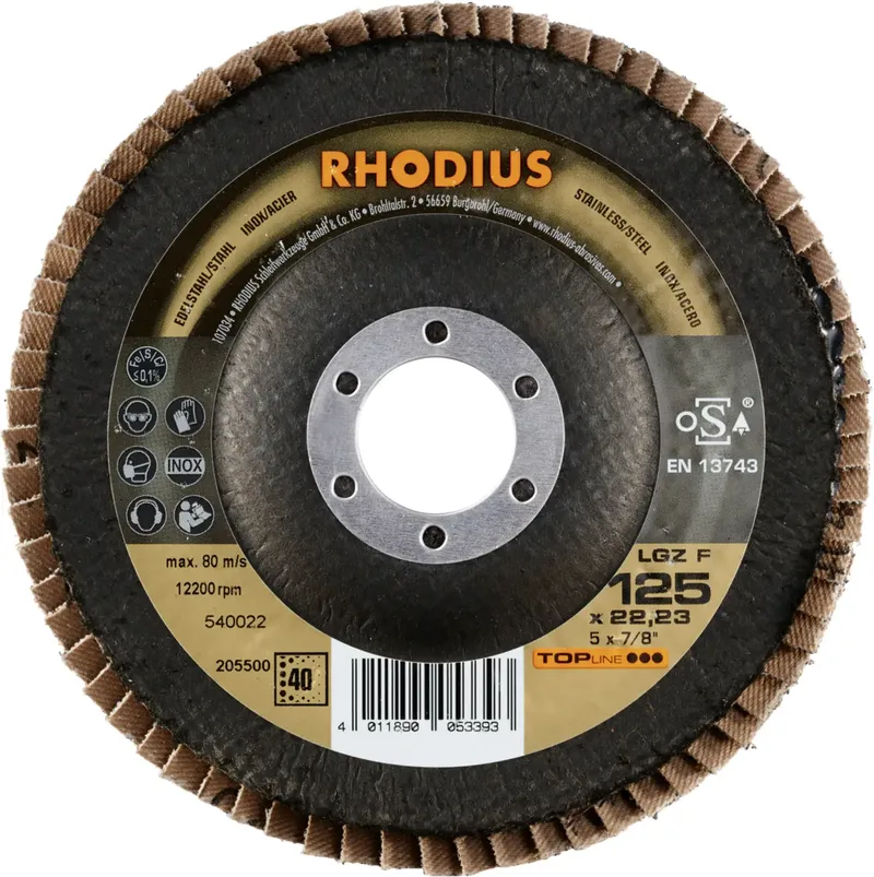 Rhodius 205500 LGZ F Disque segmenté Grain 40 acier inoxydable, acier 10 pc(s) de Rhodius – image du produit 2 sur 2