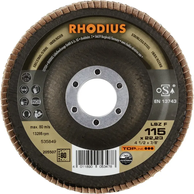 Rhodius 205507 LSZ F EXTENDED Disque segmenté Grain 80 acier inoxydable, acier 10 pc(s) de Rhodius – image du produit 2 sur 2