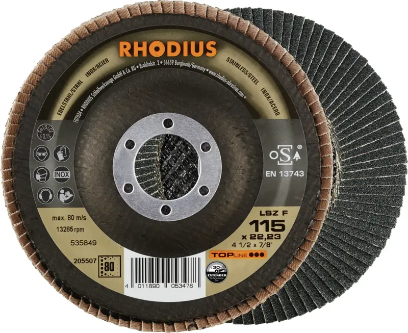Rhodius 205507 LSZ F EXTENDED Disque segmenté Grain 80 acier inoxydable, acier 10 pc(s) de Rhodius – image du produit 1 sur 2