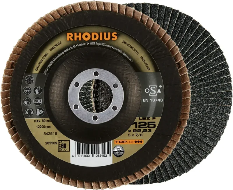 Rhodius 205509 LSZ F EXTENDED Fächerschleifscheibe Körnung (num) 60 Edelstahl, Stahl 10 St. by Rhodius – product image 1 of 2