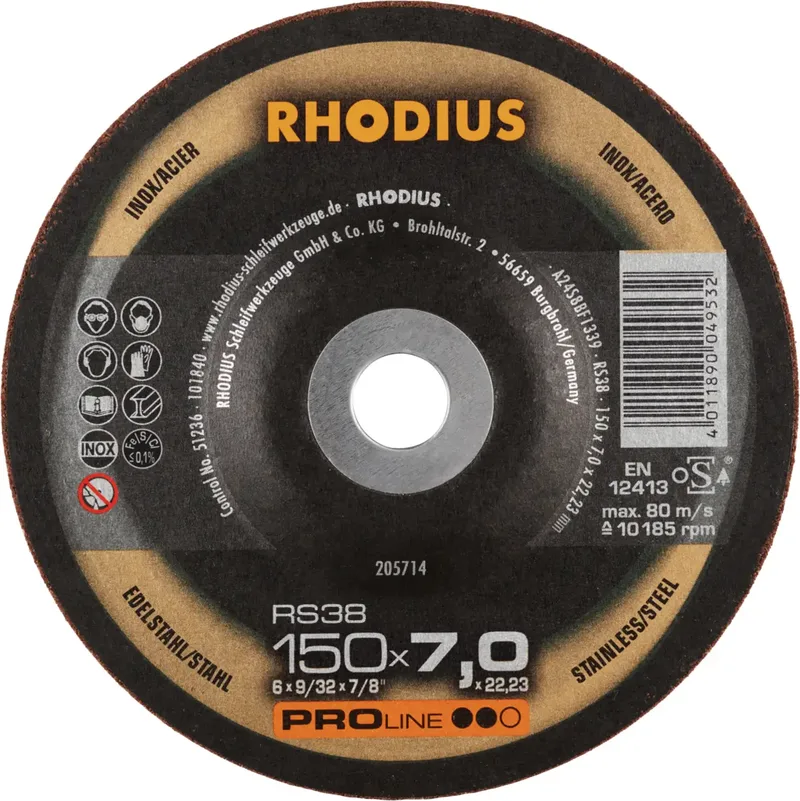 Rhodius 205714 RS38 Schruppscheibe Edelstahl, Stahl 10 St. by Rhodius – product image