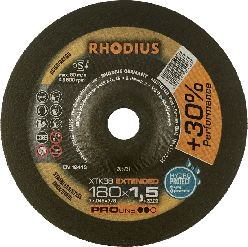 Rhodius 205721 Trennscheibe gekröpft 180 mm 1 St. Edelstahl, Stahl de Rhodius – image du produit