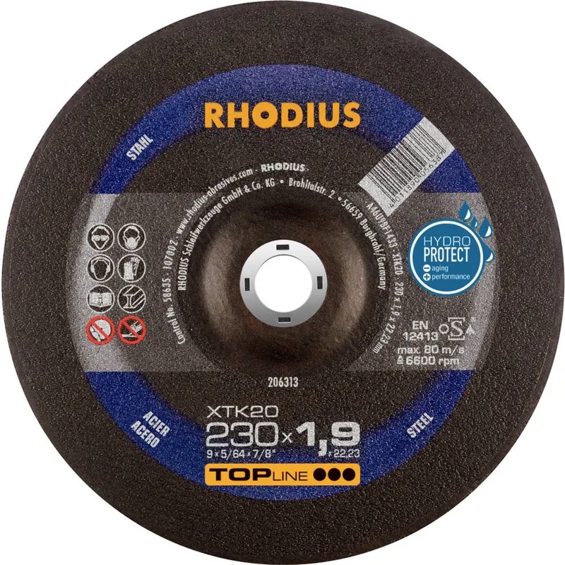 Rhodius 206313 Doorslijpschijf gebogen 230 mm 1 stuk(s) Staal fra Rhodius – produktbillede