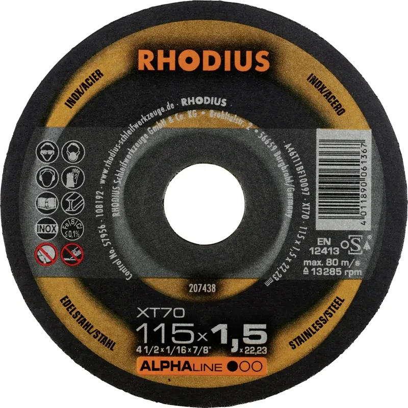 Rhodius 207438 Trennscheibe gerade 115 mm 1 St. Edelstahl, Stahl von Rhodius – Produktbild