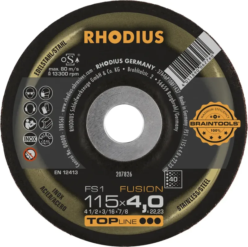 Rhodius 207826 FS1 FUSION Schruppscheibe Durchmesser 115 mm Edelstahl, Stahl 10 St. de Rhodius – image du produit