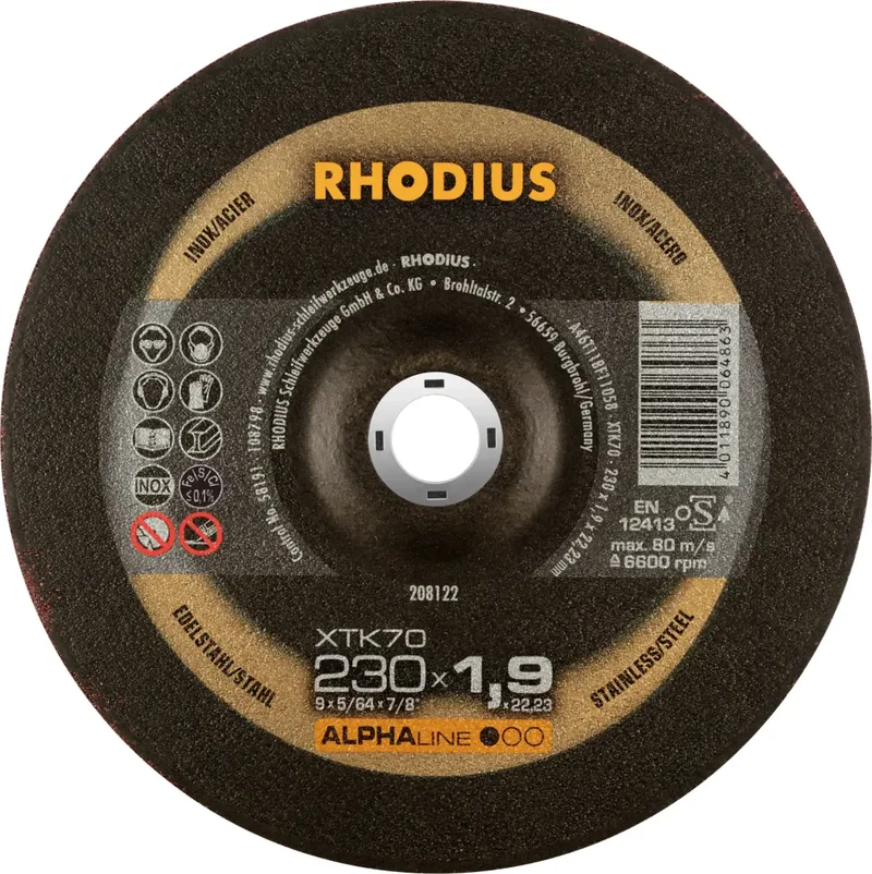 Rhodius 208122 Trennscheibe gekröpft 230 mm 1 St. Edelstahl, Stahl von Rhodius – Produktbild